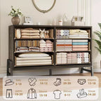 TROPOW 6 Commode pour chambre à coucher, commode autonome de 132 cm de large avec rangement, commode de rangement en bois pour salon, chambre à coucher, entrée