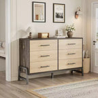 TROPOW 6 Commode pour chambre à coucher, commode autonome de 132 cm de large avec rangement, commode de rangement en bois pour salon, chambre à coucher, entrée