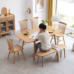 Chaise de salle à manger banc en bois massif Okak, chaises de cuisine rustiques en bois, banc de salle à manger simple et naturel pour salon et cuisine
