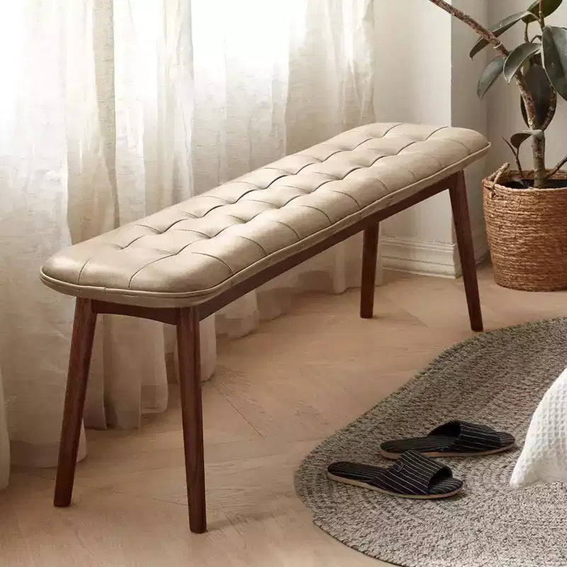 Chaise de salle à manger banc en bois massif Okak, chaises de cuisine rustiques en bois, banc de salle à manger simple et naturel pour salon et cuisine