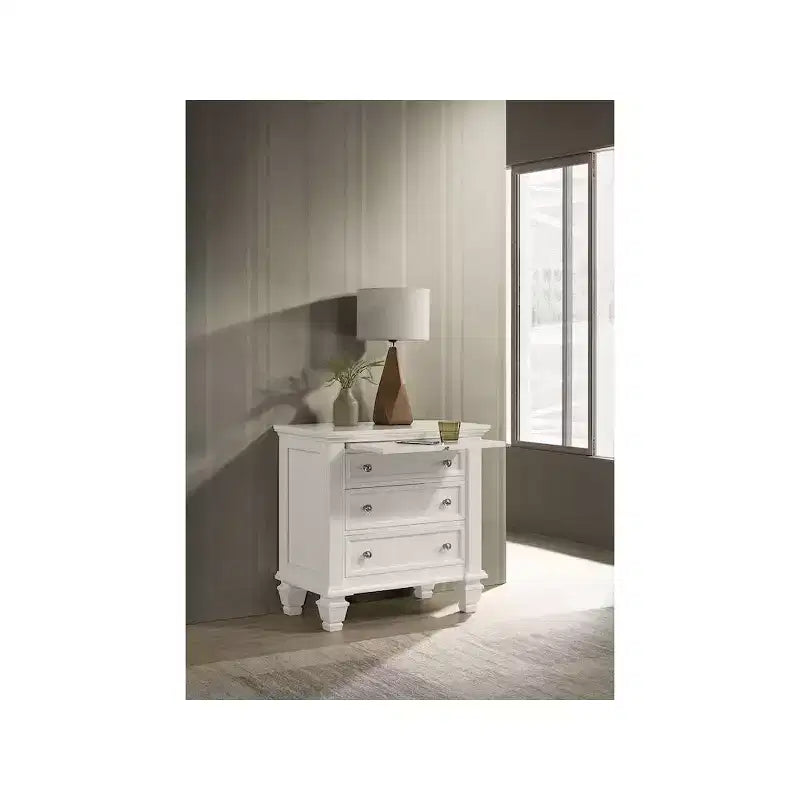 Coaster, Table de chevet à 3 tiroirs Sandy Beach, blanc crème