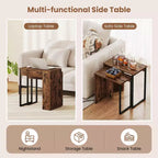 Costway Lot de 2 tables basses gigognes 2-en-1, plateau en faux bois, table d'appoint pour canapé, marron rustique