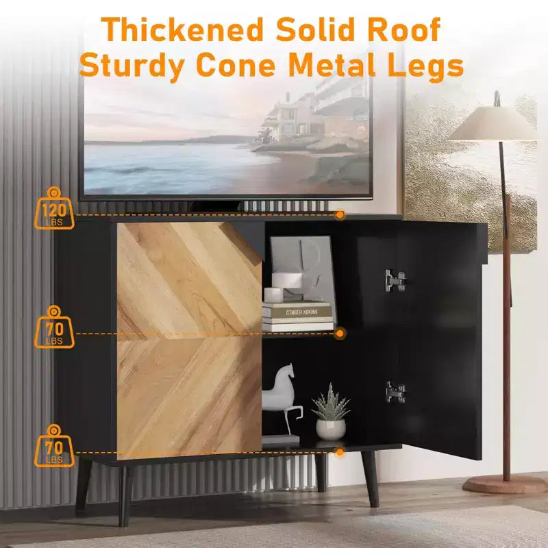 Meuble de rangement de 31,5 pouces avec étagère et portes, buffet moderne avec rangement