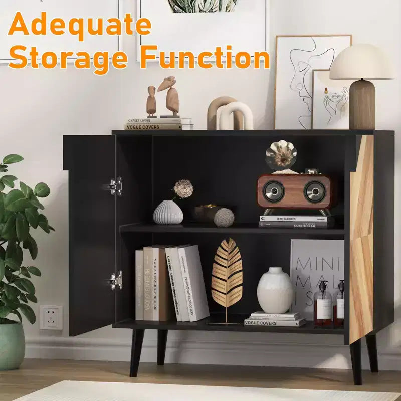 Meuble de rangement de 31,5 pouces avec étagère et portes, buffet moderne avec rangement