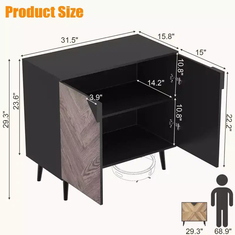 Meuble de rangement de 31,5 pouces avec étagère et portes, buffet moderne avec rangement