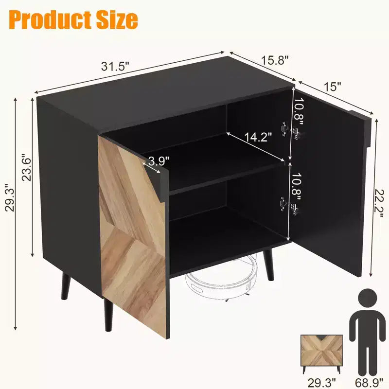 Meuble de rangement de 31,5 pouces avec étagère et portes, buffet moderne avec rangement