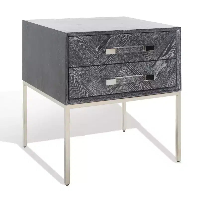 Table d'appoint Sanford à 2 tiroirs - SFV3548B - Chêne cérusé noir - Safavieh Couture
