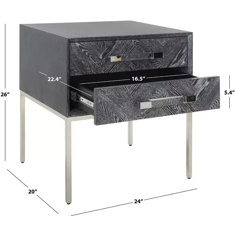 Table d'appoint Sanford à 2 tiroirs - SFV3548B - Chêne cérusé noir - Safavieh Couture