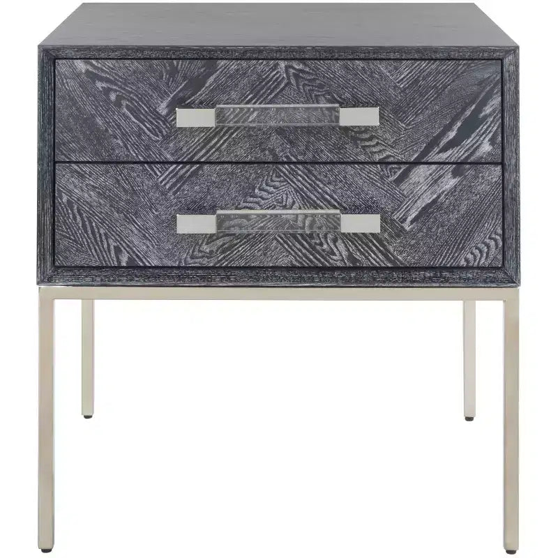 Table d'appoint Sanford à 2 tiroirs - SFV3548B - Chêne cérusé noir - Safavieh Couture