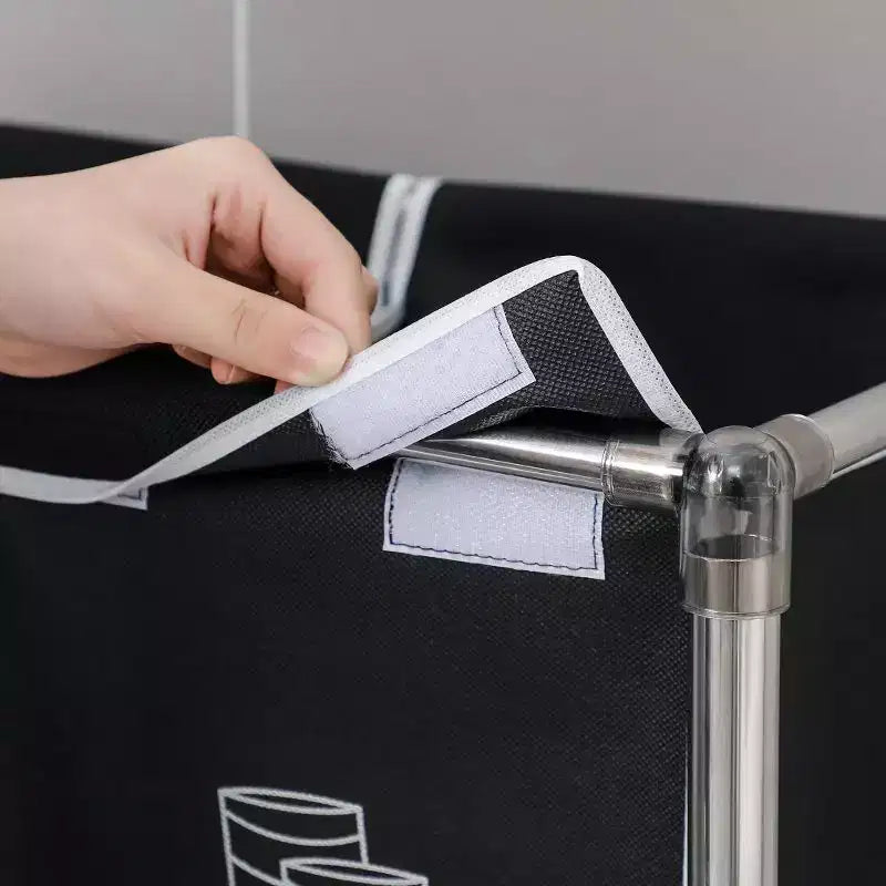 Panier à linge 2 niveaux avec 4 sacs amovibles pour organiser les vêtements, avec quatre roulettes, facile à déplacer, linge, clair, foncé