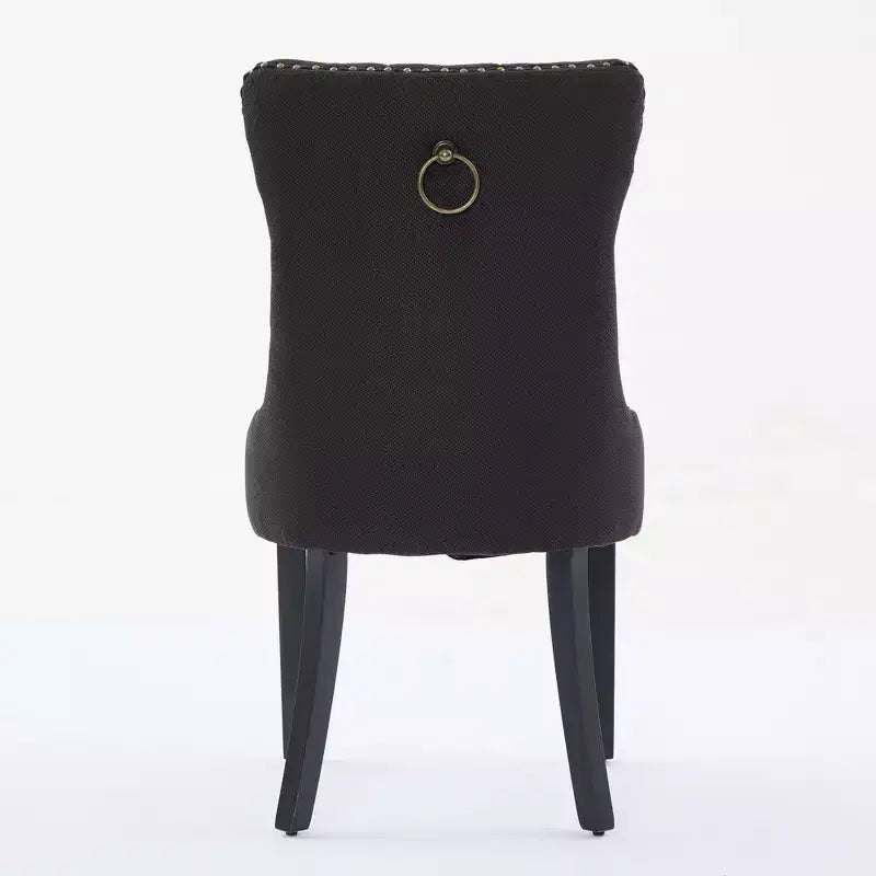 Okak Chaises de salle à manger modernes en lin, lot de 2, chaises en tissu confortables avec capitonnage haut de gamme, chaises d'appoint de cuisine avec pieds en bois massif et clous de tapissier