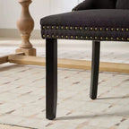 Okak Chaises de salle à manger modernes en lin, lot de 2, chaises en tissu confortables avec capitonnage haut de gamme, chaises d'appoint de cuisine avec pieds en bois massif et clous de tapissier