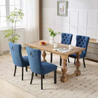 Okak Chaises de salle à manger modernes en lin, lot de 2, chaises en tissu confortables avec capitonnage haut de gamme, chaises d'appoint de cuisine avec pieds en bois massif et clous de tapissier