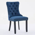 Okak Chaises de salle à manger modernes en lin, lot de 2, chaises en tissu confortables avec capitonnage haut de gamme, chaises d'appoint de cuisine avec pieds en bois massif et clous de tapissier