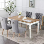 Okak Chaises de salle à manger modernes en lin, lot de 2, chaises en tissu confortables avec capitonnage haut de gamme, chaises d'appoint de cuisine avec pieds en bois massif et clous de tapissier