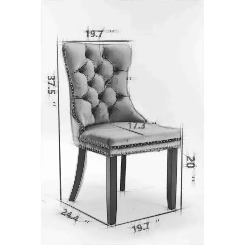 Okak Chaises de salle à manger modernes en lin, lot de 2, chaises en tissu confortables avec capitonnage haut de gamme, chaises d'appoint de cuisine avec pieds en bois massif et clous de tapissier
