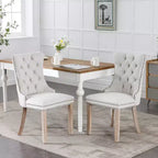 Okak Modern Flax Dining Chairs Set of 2, Comfy Fabric Chairs with High-end Tufted, Kitchen Side Chairs with Solid Wood Legs Nailhead Trim