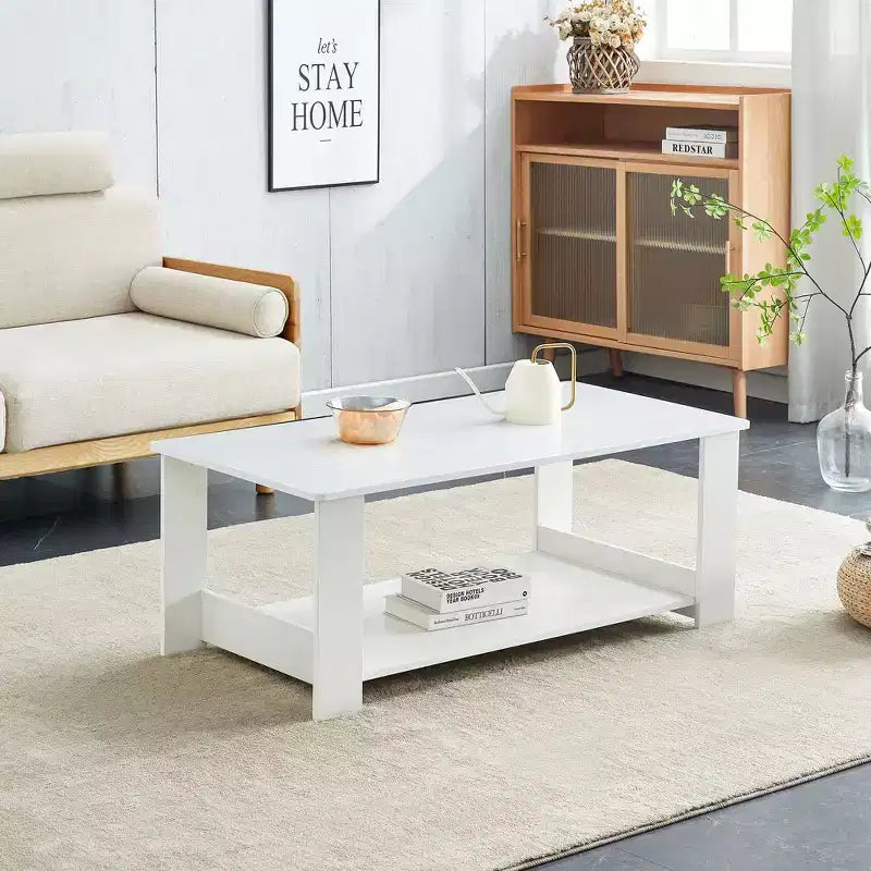 Table basse moderne pratique Okak avec étagères de rangement ouvertes, table d'appoint pour le salon, la chambre et le bureau, finition anti-rayures