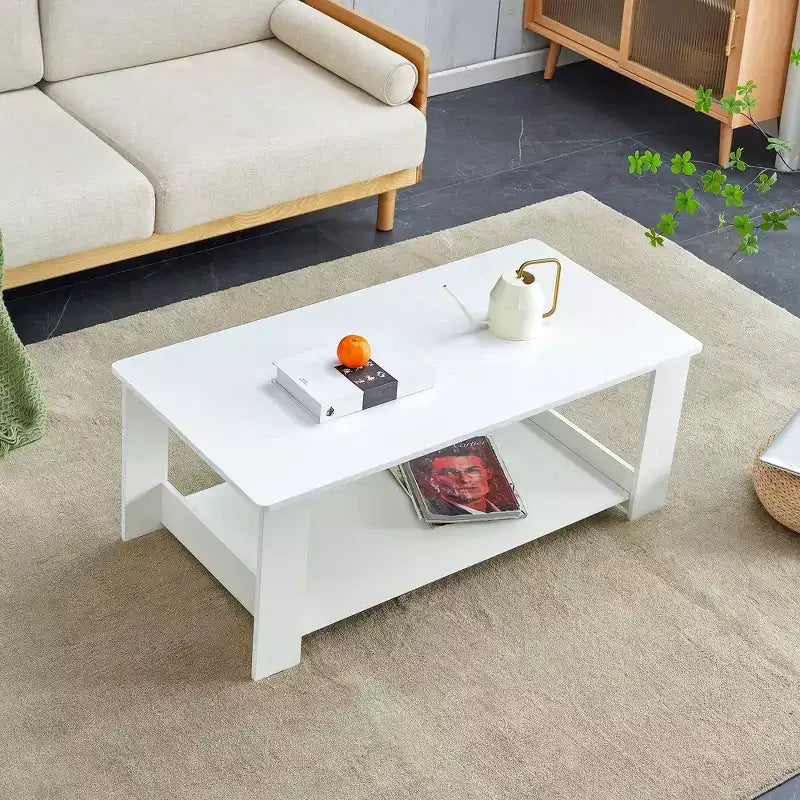 Table basse moderne pratique Okak avec étagères de rangement ouvertes, table d'appoint pour le salon, la chambre et le bureau, finition anti-rayures