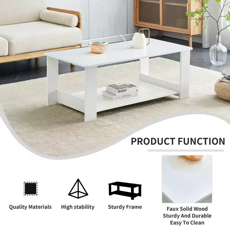 Table basse moderne pratique Okak avec étagères de rangement ouvertes, table d'appoint pour le salon, la chambre et le bureau, finition anti-rayures