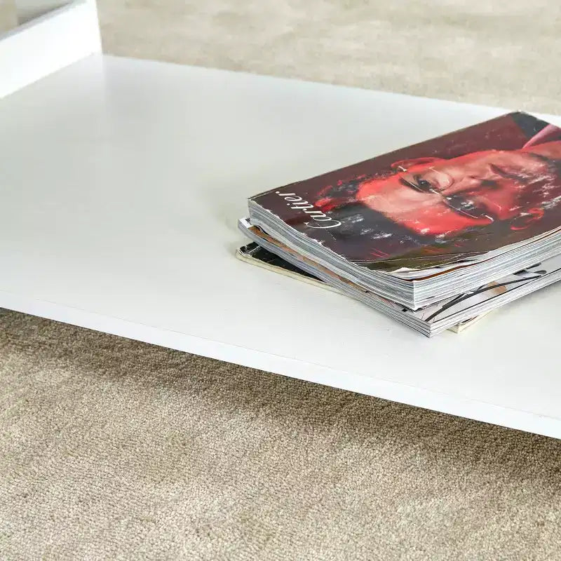 Table basse moderne pratique Okak avec étagères de rangement ouvertes, table d'appoint pour le salon, la chambre et le bureau, finition anti-rayures