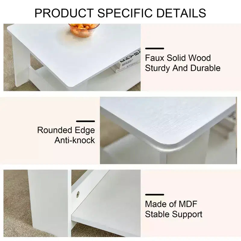 Table basse moderne pratique Okak avec étagères de rangement ouvertes, table d'appoint pour le salon, la chambre et le bureau, finition anti-rayures