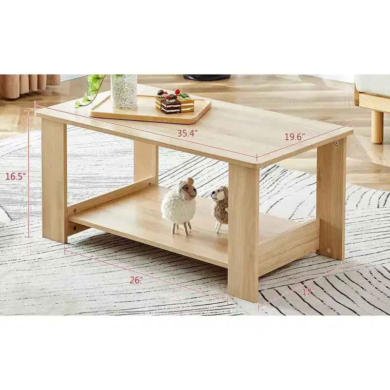 Table basse moderne pratique Okak avec étagères de rangement ouvertes, table d'appoint pour le salon, la chambre et le bureau, finition anti-rayures