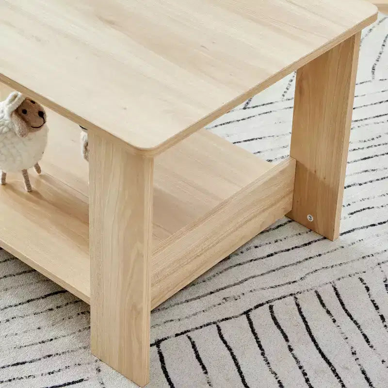 Table basse moderne pratique Okak avec étagères de rangement ouvertes, table d'appoint pour le salon, la chambre et le bureau, finition anti-rayures