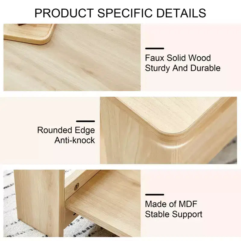 Table basse moderne pratique Okak avec étagères de rangement ouvertes, table d'appoint pour le salon, la chambre et le bureau, finition anti-rayures