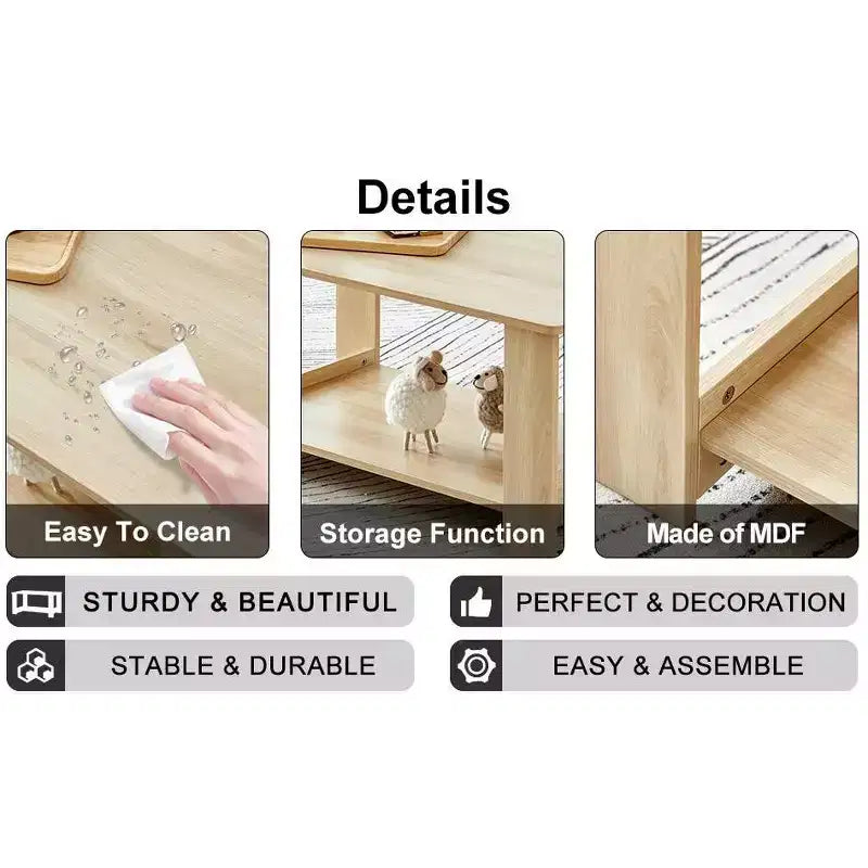 Table basse moderne pratique Okak avec étagères de rangement ouvertes, table d'appoint pour le salon, la chambre et le bureau, finition anti-rayures