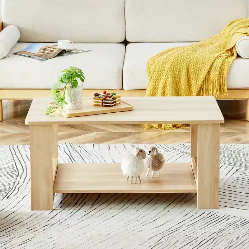 Table basse moderne pratique Okak avec étagères de rangement ouvertes, table d'appoint pour le salon, la chambre et le bureau, finition anti-rayures
