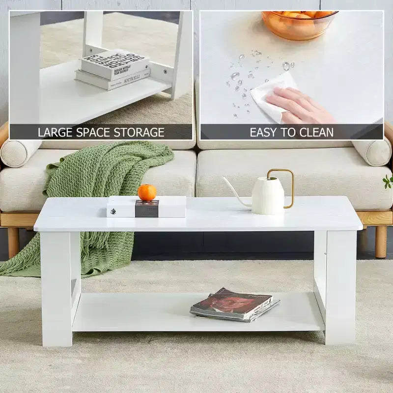 Table basse moderne pratique Okak avec étagères de rangement ouvertes, table d'appoint pour le salon, la chambre et le bureau, finition anti-rayures