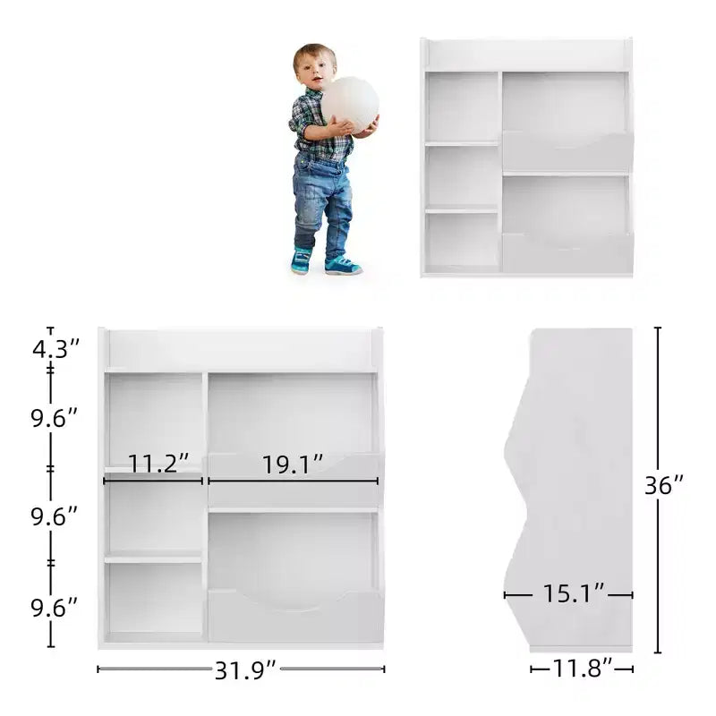 GustoWave Bibliothèque pour enfants à 3 niveaux – Présentoirs à livres pour tout-petits pour salles de classe, salles de jeux, bibliothèque à 5 compartiments et étagère à jouets pour chambre, salon