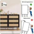 Commode 6 tiroirs en rotin naturel avec pieds et poignées dorés, grand meuble de rangement pour chambre ou salon, dispositif anti-basculement et grande surface supérieure