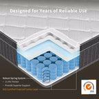 Matelas hybride Swedrea en mousse à mémoire de forme à gel rafraîchissant moyen certifié CertiPUR-US et Oeko TEX