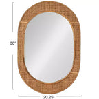 Miroir mural encadré Storied Home Oval en bambou et rotin, naturel