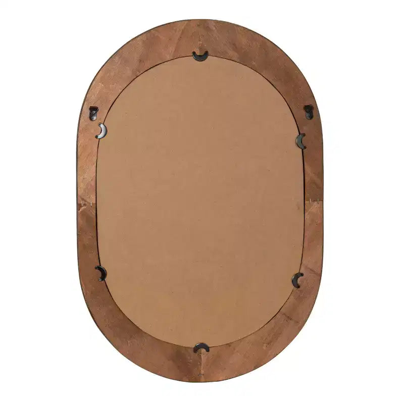 Miroir mural encadré Storied Home Oval en bambou et rotin, naturel