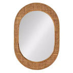 Miroir mural encadré Storied Home Oval en bambou et rotin, naturel