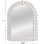 Miroir mural en bois avec motif festonné arqué, blanc