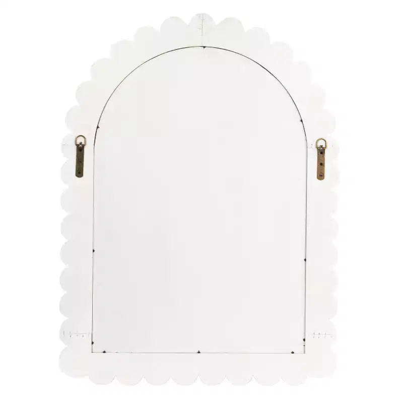 Miroir mural en bois avec motif festonné arqué, blanc