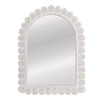 Miroir mural en bois avec motif festonné arqué, blanc