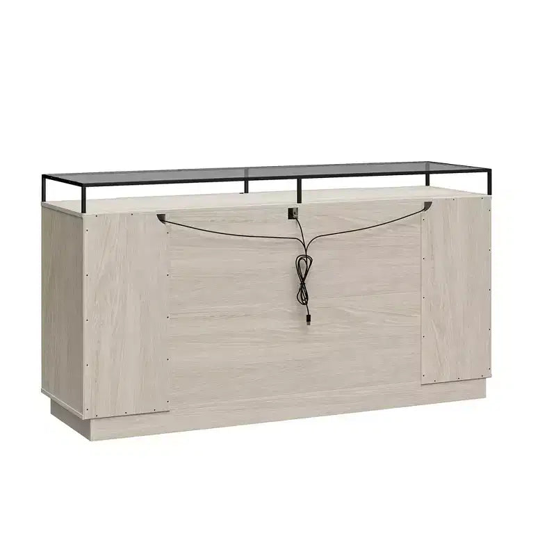 Commode 6 tiroirs Devon RealRooms avec lumières LED et plateau en verre