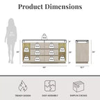 Commode 6 tiroirs Devon RealRooms avec lumières LED et plateau en verre