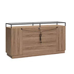 Commode 6 tiroirs Devon RealRooms avec lumières LED et plateau en verre