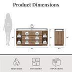 Commode 6 tiroirs Devon RealRooms avec lumières LED et plateau en verre
