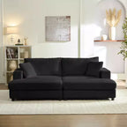 Mjkone Causeuse 2 places en velours côtelé avec pouf de rangement et accoudoir, canapé-lit inclinable rembourré pour l'intérieur