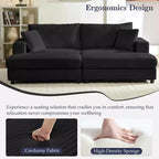 Mjkone Causeuse 2 places en velours côtelé avec pouf de rangement et accoudoir, canapé-lit inclinable rembourré pour l'intérieur