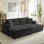 Mjkone Causeuse 2 places en velours côtelé avec pouf de rangement et accoudoir, canapé-lit inclinable rembourré pour l'intérieur