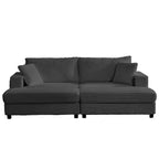 Mjkone Causeuse 2 places en velours côtelé avec pouf de rangement et accoudoir, canapé-lit inclinable rembourré pour l'intérieur