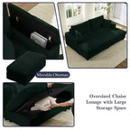 Mjkone Causeuse 2 places en velours côtelé avec pouf de rangement et accoudoir, canapé-lit inclinable rembourré pour l'intérieur